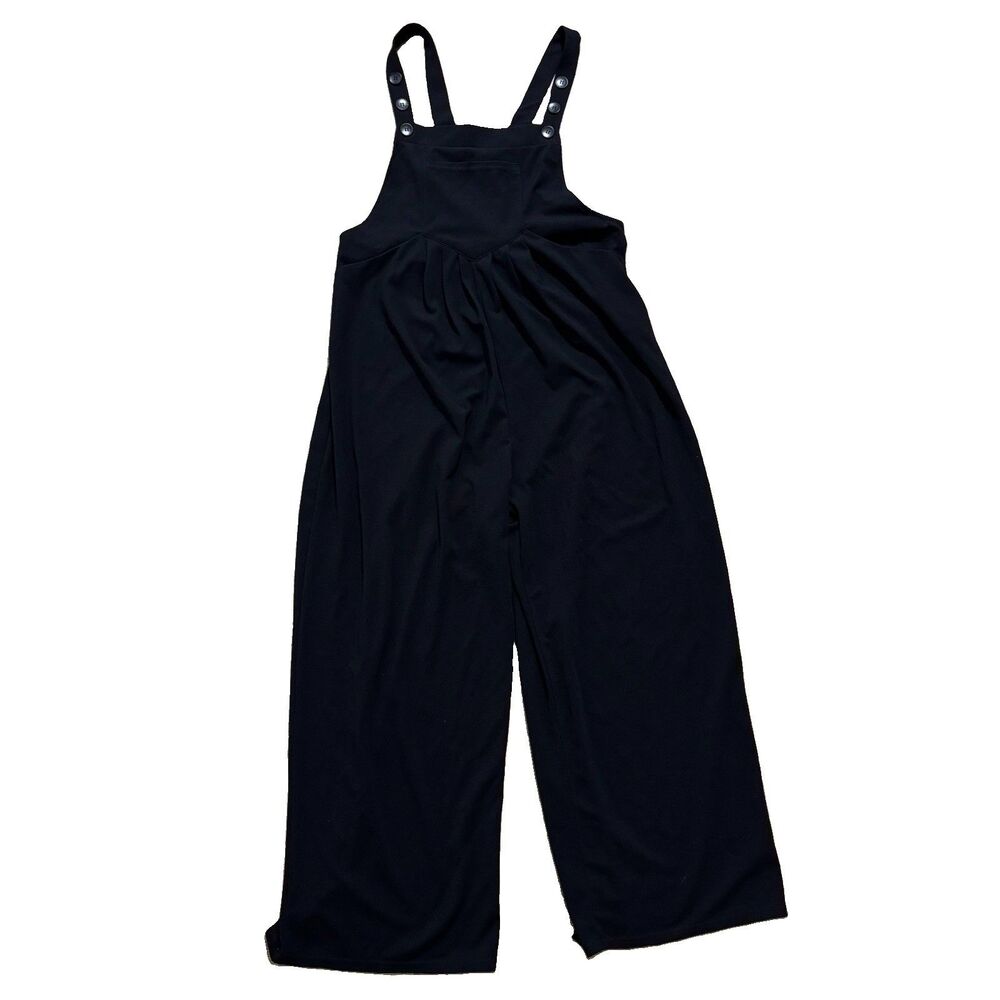 Halara Overalls Women’s Medium Black Wide Leg Pockets Adjustable Straps NWT - Picture 3 of 8